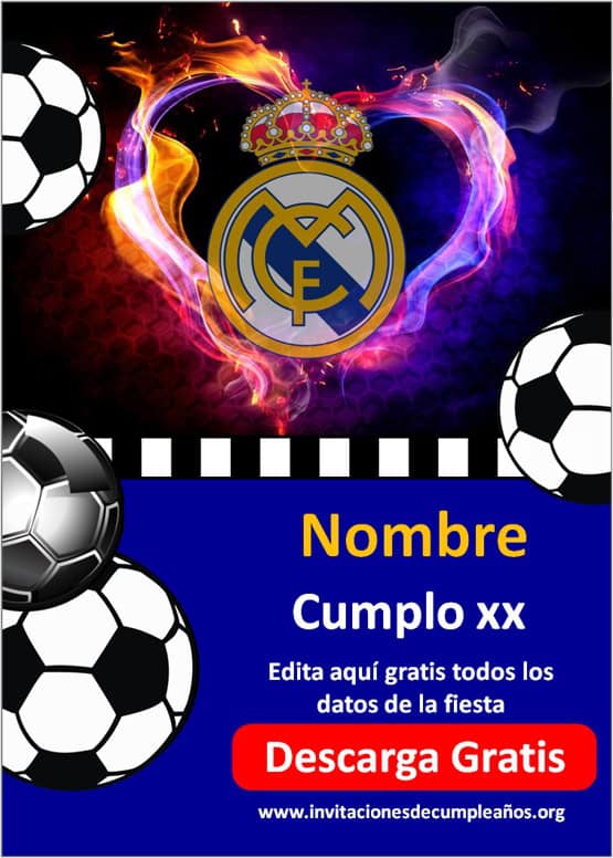 TARJETA DE INVITACIÓN DIGITAL REAL MADRID CON FOTO